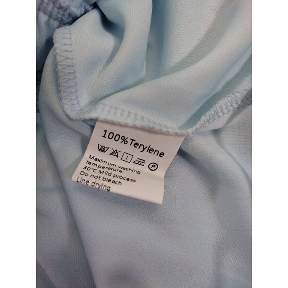 Blue XLURA XXL Off Shoulder Pleated Ruffled Terylene Romper Dress For Women. - Picture 4 of 8